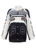 Baseball Varsity Jacket Women Detachable 2 Piece Skirt Sets Coat Hipster Y2k Street Tops