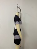 Chevron Pattern Colorblock Striped Printed Dress
