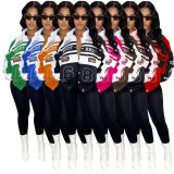 Baseball Varsity Jacket Women Detachable 2 Piece Skirt Sets Coat Hipster Y2k Street Tops