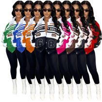 Baseball Varsity Jacket Women Detachable 2 Piece Skirt Sets Coat Hipster Y2k Street Tops