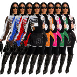 Baseball Varsity Jacket Women Detachable 2 Piece Skirt Sets Coat Hipster Y2k Street Tops