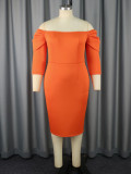 Casual Solid Basic Off The Shoulder Wrapped Skirt Dresses