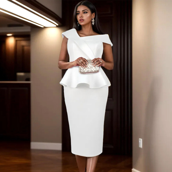 Elegant Sleeveless Party Ruffled High Waist Evening Dress