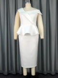 Elegant Sleeveless Party Ruffled High Waist Evening Dress