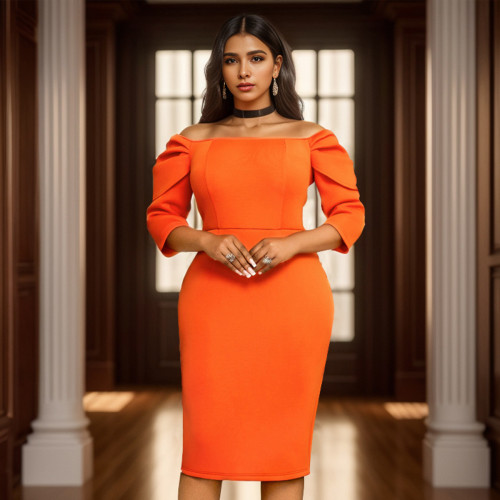 Casual Solid Basic Off The Shoulder Wrapped Skirt Dresses