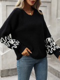 Graphic Pattern Drop Shoulder Sweater