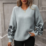 Graphic Pattern Drop Shoulder Sweater