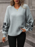 Graphic Pattern Drop Shoulder Sweater