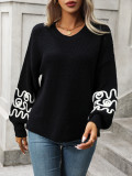 Graphic Pattern Drop Shoulder Sweater