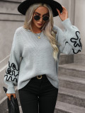Graphic Pattern Drop Shoulder Sweater