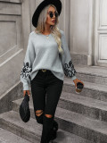 Graphic Pattern Drop Shoulder Sweater