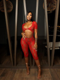 Sexy Solid Hollowed Out See-Through Backless O Neck Skinny Rompers