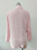 Solid Color Single-breasted Rolled Sleeves Tops