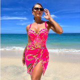 2024 Designer Printing Halter High Waist Swimsuit Cover Ups Bathing Suits For Women