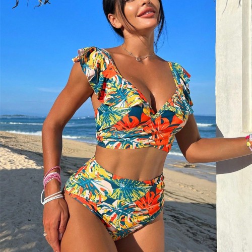 Sexy Ruffled Backless Bikini Set