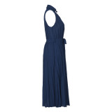 Summer V Neck Sleeveless Solid Color Beach Dress