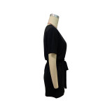 Casual One Shoulder Solid Color Short Rompers