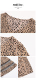 Mid-sleeve Gauze Patchwork Leopard Print Shirt