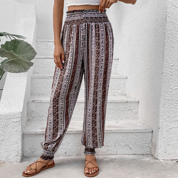 Ethnic High Waist Printed Long Pants