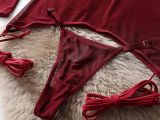 Sexy Lace Lingerie with Gloves Pajamas Gathered Steel Ring Erotic Set