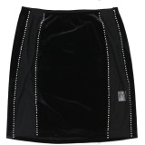 (Available Early March) Hot Diamond Straps Cropped Top A-line Short Skirt with Gloves