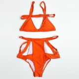 Separated Sexy Hollow Strap High Waist Bikini Swimsuit