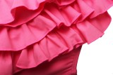 Solid Off Shoulder Ruffled Bikini Push-up Underwire Swimsuit