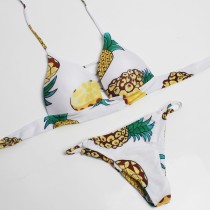 Summer Beach Hollow Swimsuit Pineapple Print Bikini Swimwear