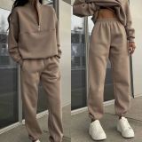 Women Zipper Patchwork Tracksuits Casual Jumper Loose Pants 2 Piece Sportsuits