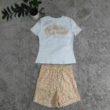 Casual Printed Short Sleeve Shorts Set