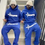 Fashion Print Tracksuit for Men Hooded Sweatshirt and Sweatpants Two Pieces