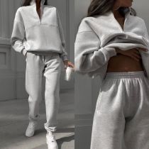 Women Zipper Patchwork Tracksuits Casual Jumper Loose Pants 2 Piece Sportsuits