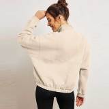 Women's Mock Neck Half Zip Long Sleeve Oversized Pullover Sweatshirt Top with Pockets