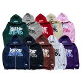 Street Hip-hop Foam Letter Printed Cardigan Zipper Hoodie Sweatshirt