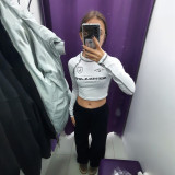 Motorcycle Style Long Sleeve Crop Top