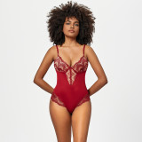 Women'S Straps Lace Patchwork Sexy One-Piece Bodysuit Female Sexy Basic Top