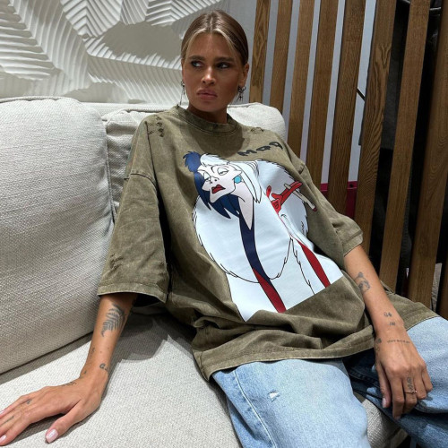 Women's Cartoon Printed Loose T-shirt