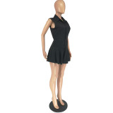 Sleeveless Patchwork Flounce Hem Mid-rise Rompers