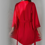 Lace and Satin Babydoll and Robe Set