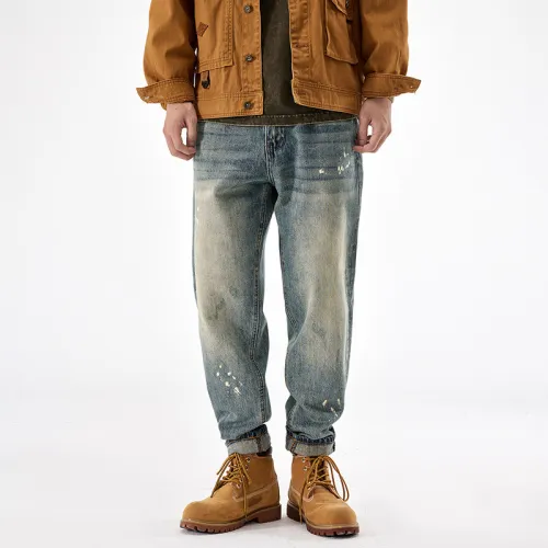 Casual Elastic-free Wide-leg dad Jeans Denim Pants