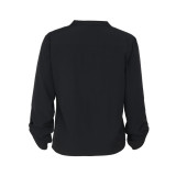 Women's Front Zip V Neck Long Sleeve Loose Casual Top Womens Long Button up Shirts