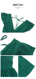 Women Women's Dress Solid Ruffle Trim Pleated Hem Dress