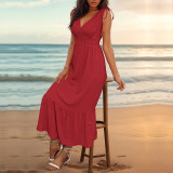 Solid Ruffle Hem Dress