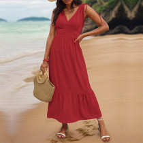 Solid Ruffle Hem Dress Solid Ruffle Hem Dress
