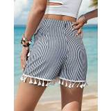 Striped Tassel Trim Skort