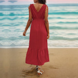 Solid Ruffle Hem Dress