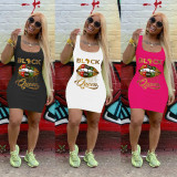 Casual Print Letter Mini Dress