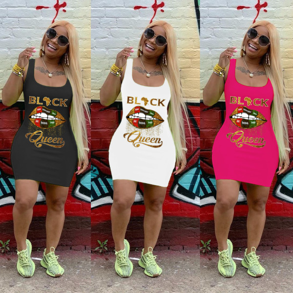 Casual Print Letter Mini Dress