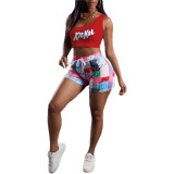 Women One Shoulder Printed Vest Crop Tops