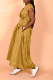 Fashion High Plicated Waist Slant Pocket Dress